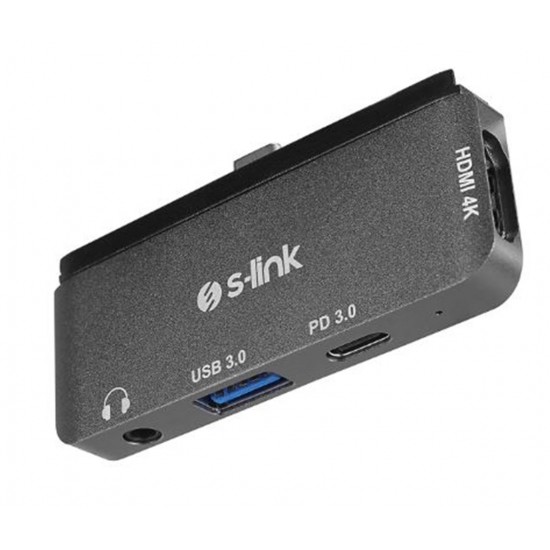 S-link SWV-USBC035 Type-C to HDMI + PD + USB 3.0 3.5mm Aux port Çevirici Adaptör