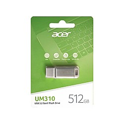 Acer 512GB USB3.2 UM310-512GB Metal Flash Bellek (120-100 MB-s) Okuma-Yazma