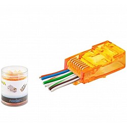 NODAR ND2405 CAT6 EZ RJ45 Konnektör 100 Adet Plastik Kutu -Turuncu