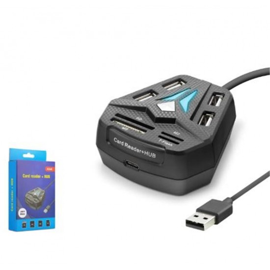 HADRON A068B USB Combo Hub Kart Okuyucu 8 Port Siyah
