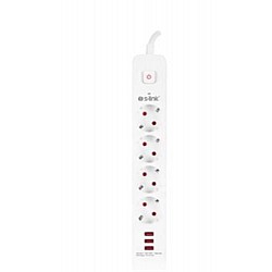 S-link SPG403U 1.5m 1.5mm 100 yüzde  Bakır 750 Joule 3 Usb 5V2.4A 4lü Anahtarlı Akım Korumalı Priz