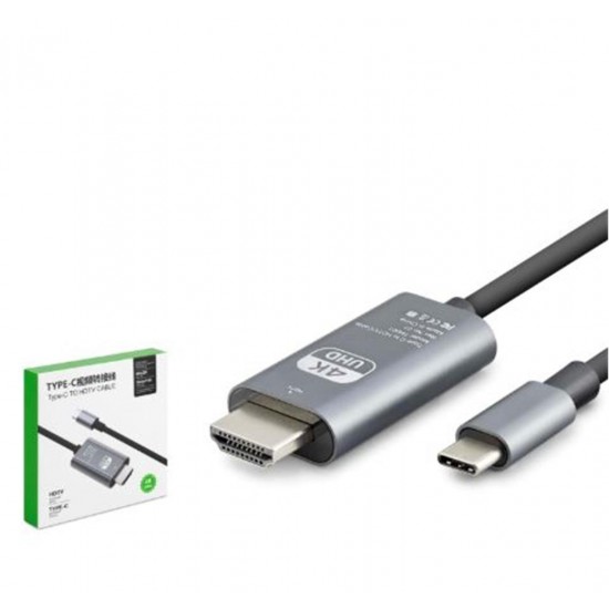HADRON HDX7853 Type-C to HDMI Görüntü Kablosu 4K 30 Hz 1.8 m Gri
