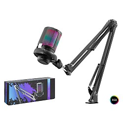 HADRON ME6S35B Gaming RGB Mikrofon Seti Boom Mikrofon Kolu Type-C 192kHz 24Bit Siyah