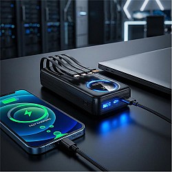 S-link IP-G220 20000mAh PD20W+QC3.0 Dahili Kablolu Siyah LCD Taşınabilir Pil Şarj Cihazı Powerbank
