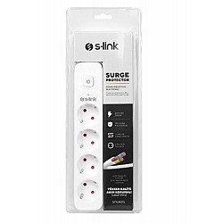 S-link SPG401S 1.5m 1.5mm 100 yüzde  Bakır 750 Joule 4 lü Anahtarlı Akım Korumalı Priz
