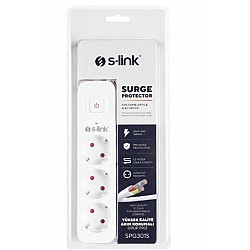 S-link SPG301S 1.5m 3x1.5mm 100 yüzde  Bakır 750 Joule 3 lü Anahtarlı Akım Korumalı Priz