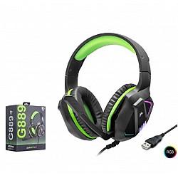 MOFAN G889 USB RGB Over-Ear Mikrofonlu Gaming Kulaklık Siyah Yeşil