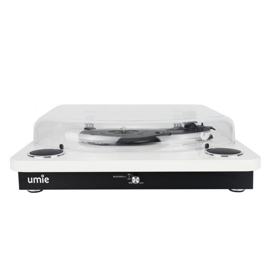 UMİE Bemol Beyaz Piano Kaplama 10W BT İN, BT OUT, RCA, USB Özellikli Nostaljik Pikap