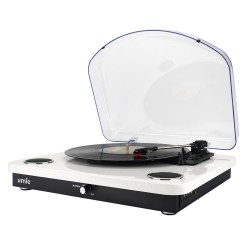 UMİE Bemol Beyaz Piano Kaplama 10W BT İN, BT OUT, RCA, USB Özellikli Nostaljik Pikap