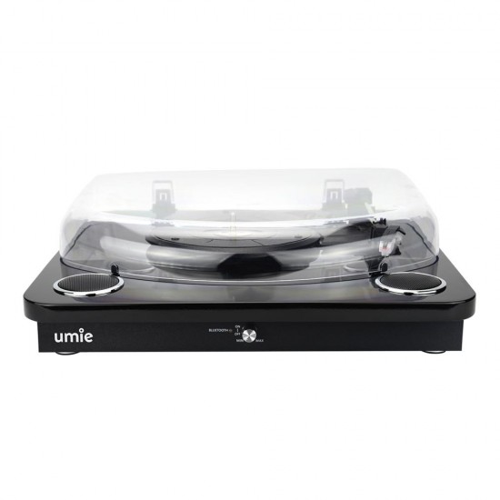 UMİE Bemol Siyah Piano Kaplama 10W BT İN, BT OUT, RCA, USB Özellikli Nostaljik Pikap