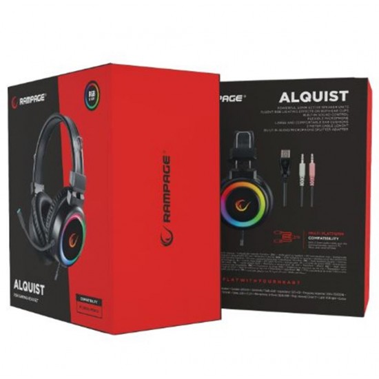 Rampage SN-R10 ALQUIST Siyah 3,5mm RGB Gaming Oyuncu Mikrofonlu Kulaklık