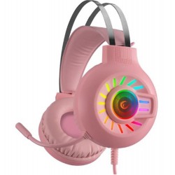 Rampage RM-K44 ZENGIBAR Pembe 7.1 Surround RGB Işık Efekti Mikrofonlu Oyuncu Kulaklığı