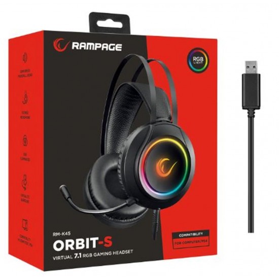 Rampage RM-K45 ORBIT-S Siyah RGB Led 7.1 Gaming Mikrofonlu Oyuncu Kulaklığı