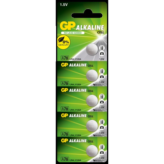 GP GPA76-C5 LR44 AG13 Alkalin Düğme Pil 5'li Paket 