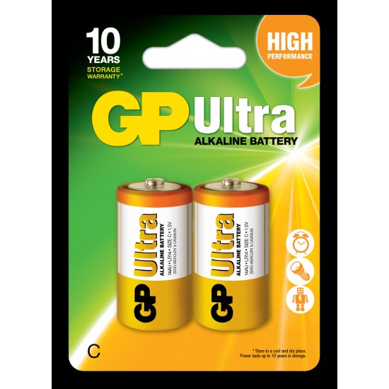 GP LR14 Orta Boy Ultra Alkalin Pil 2'li Paket GP14AU-U2 C Boy