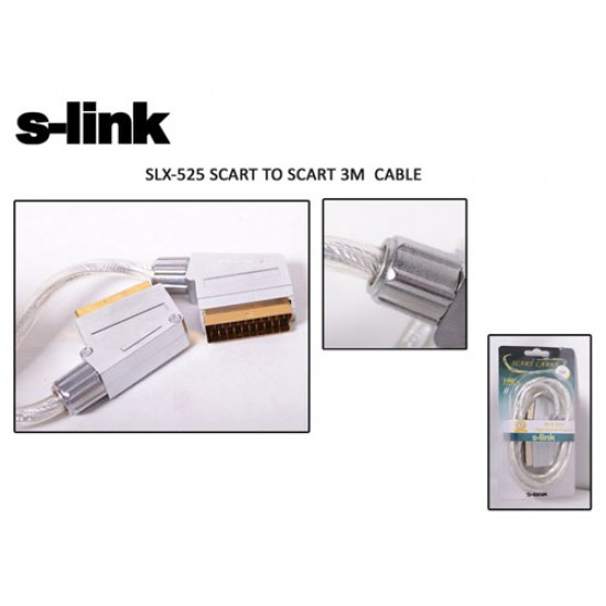 S-link SLX-525 Scart To Scart 3mt Gold Metal Kablo