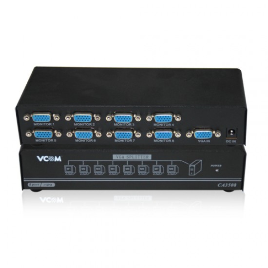 Vcom DD138 1-8 Port 350MHZ Metal Vga Splitter Vcom DD138 1-8 Port 350MHZ Metal Vga Splitter