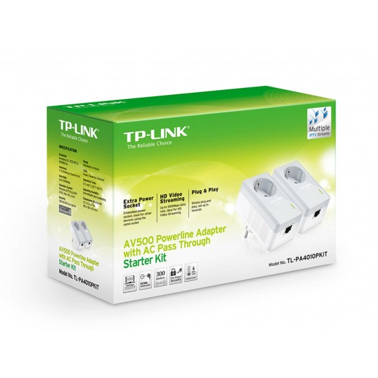 Tp-Link TL-PA4010PKIT 600 Mbps Priz Soketli Powerline Adaptör