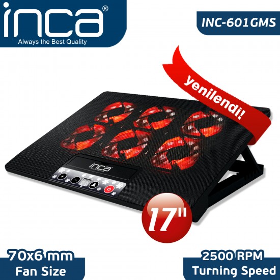 Inca Inc-601GMS 7"-17" 6 Fanlı 2xUSB 6 Kademeli  Notebook Fanı