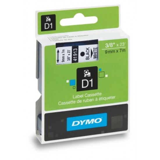 DYMO S0720680 D1 Yedek Şerit, 9 mm x 7 mt, Beyaz- Siyah (40913)