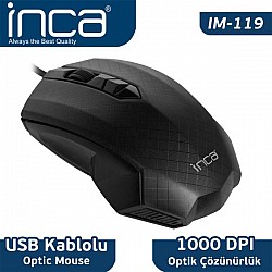 Inca IM-119 Usb Siyah Optik Mouse (Kablo Uzunluğu 150 cm )