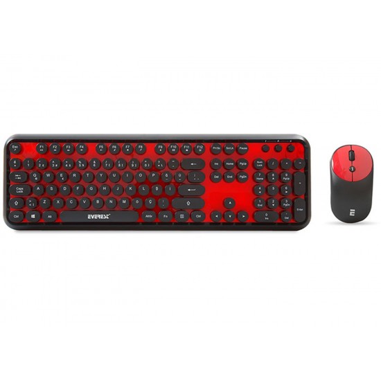 Everest Round KM-6282 Siyah Kırmızı Kablosuz QMultimedia Klavye + Mouse Set Everest Round KM-6282 Siyah Kırmızı Kablosuz QMultimedia Klavye + Mouse Set