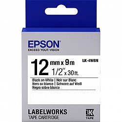 Epson LK-4WBN Standart BEYAZ Üzeri SİYAH 12MM 9Metre Etiket