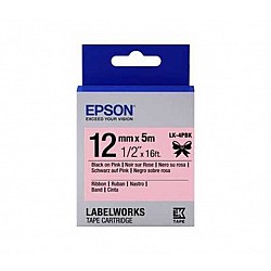 Epson LK-4PBK Siyan Üzeri Pembe 12MM 5Metre Etiket