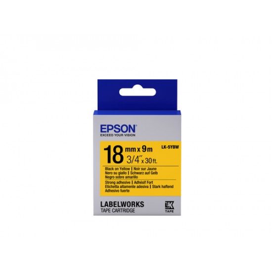 Epson LK-5YBW Strong Siyah Üzeri Sarı 18MM 1,5Metre Etiket