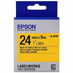 Epson LK-6YBP Pastel Siyah Üzeri Sarı 24MM 9Metre Etiket