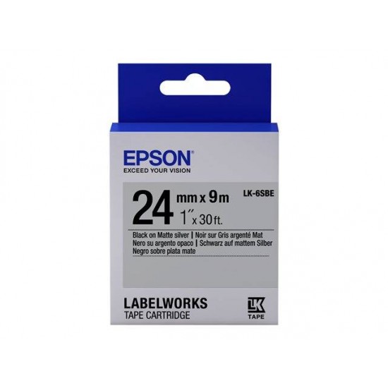 Epson LK-6SBE Mat Siyah Üzeri Mat Gümüş 24MM 9Metre Etiket