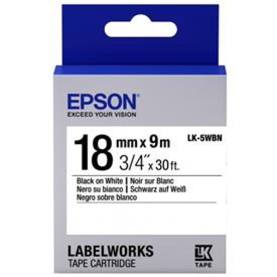 Epson LK-5WBN Standart Beyaz Üzeri Siyah 18mm 9Metre Etiket Epson LK-5WBN Standart Beyaz Üzeri Siyah 18mm 9Metre Etiket