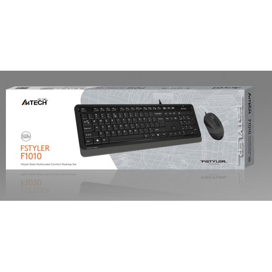 A4 Tech F1010 Q Usb Gri Fn-Mm Klv+Optik Mouse Set