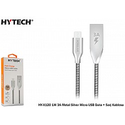 Hytech HY-X120 1M 3A Metal Silver Micro USB Data