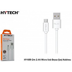 Hytech HY-X89 2m 2.4A Micro Usb Beyaz Şarj Kablosu