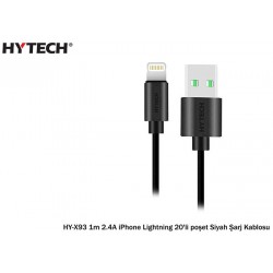 Hytech HY-X93 1m 2.A iPhone Lightning Şarj Kablosu Siyah