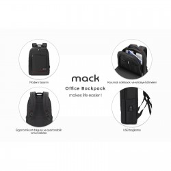 Mack MCC-006 15.6" Office USB Girişli Notebook Sırt Çantası