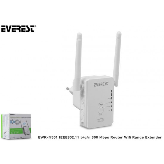 Everest EWR-N501 IEEE802.11 b-g-n 300 Mbps Router Wifi Range Extender Everest EWR-N501 IEEE802.11 b-g-n 300 Mbps Router Wifi Range Extender