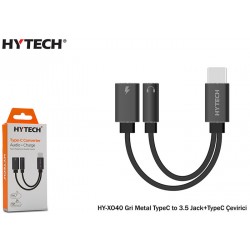 Hytech HY-XO40 Gri Metal TypeC to 3.5 jack+TypeC Çevirici