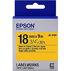 Epson LK-5YBP Pastel Siyahı Üzeri Sarı 18mm 9metre Etiket