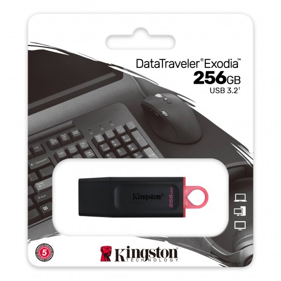 Kingston DTX-256GB 256GB USB3.2 Gen 1 DataTraveler Exodia (Black + Pink)Flash Bellek