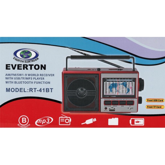 Everton Rt-41 Fm-Usb-TfCard-mp3 Bluetooth Şarjlı Nostaljik Radyo