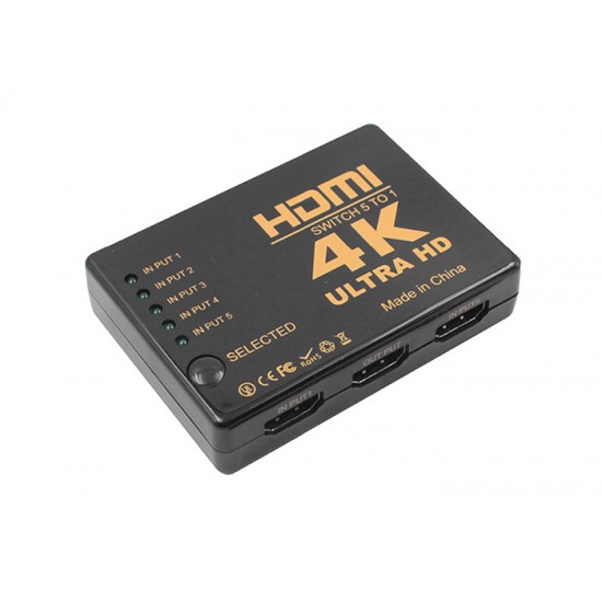 S-link SL-HSW4K55 HDMI 5TO1 SWITCH 4K-2K, IR +Adaptör