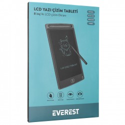 Everest EV-DY100 8,5" Siyah Tek Tuşla Sil Dijital Yazı Tahtası Yazı Alanı 125x175mm