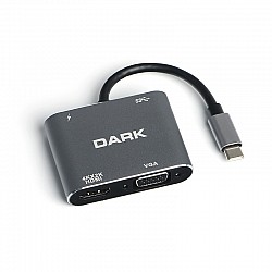 Dark USB 3.1 Type-C' den 4K UHD HDMI & VGA Dönüştürücü Adaptör