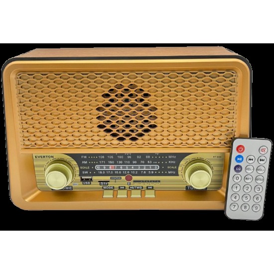 Everton RT-826 Bluetooth-USB-SD-FM Şarjlı Nostaljik Radyo Güneş Panelli