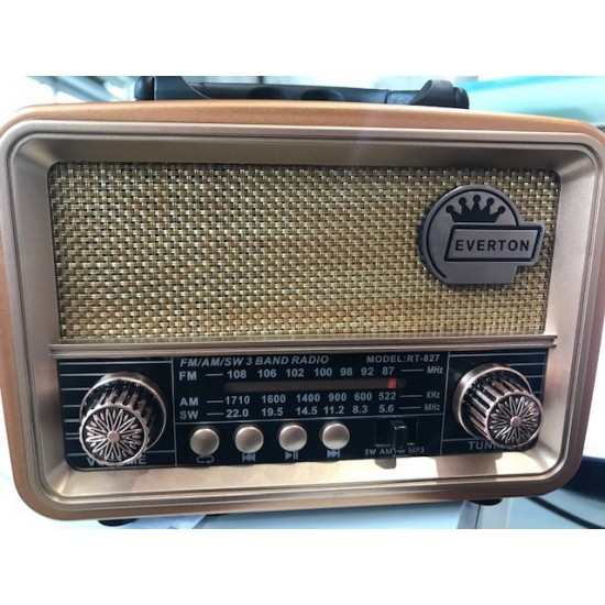 Everton RT-827 Bluetooth-USB-SD-FM Şarjlı Nostaljik Radyo (Solar Güneş Panelli)