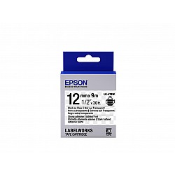Epson LK-4TBW Güçlü Yapışkanlı Şeffaf Üzeri Siyah 12mm 9Metre Etiket