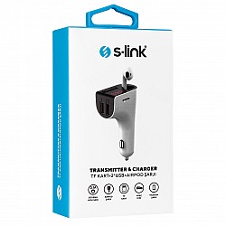 S-link SL-BT245 5V 3.1A - 5V 1A Bluetooth Kulaklık ve TF+USB Fm Transmitter