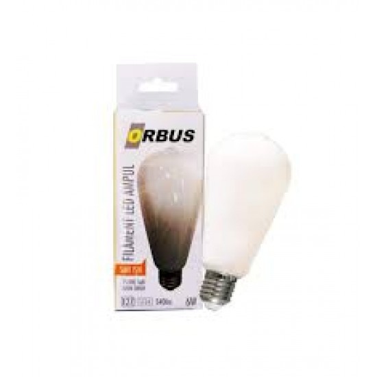 Orbus ORB-STM6W ST64 6W E27 Beyaz Cam Sarı Işık Dekoratif 540 Lm Led Ampul Ra80 220-240V-50Hz